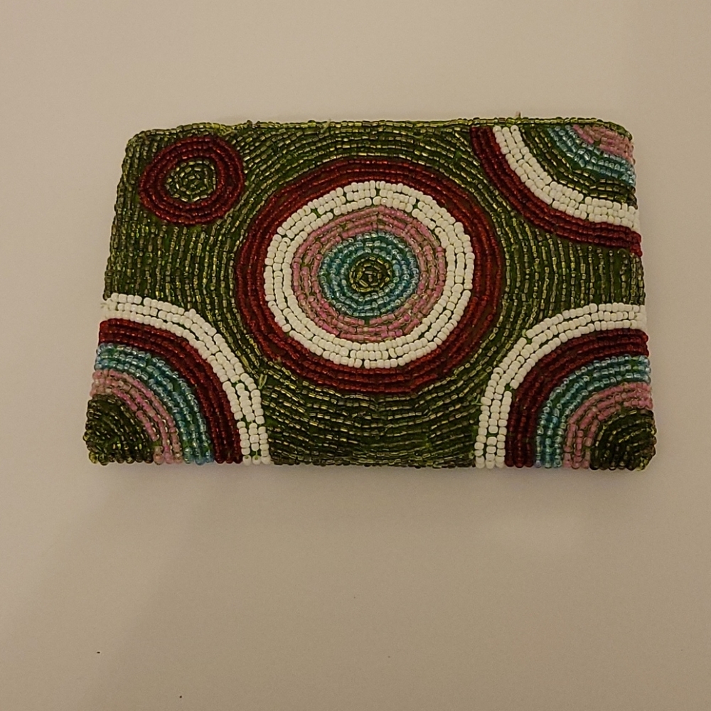 Two 'S Company, Beaded Coin Purse Clutch Multicolor